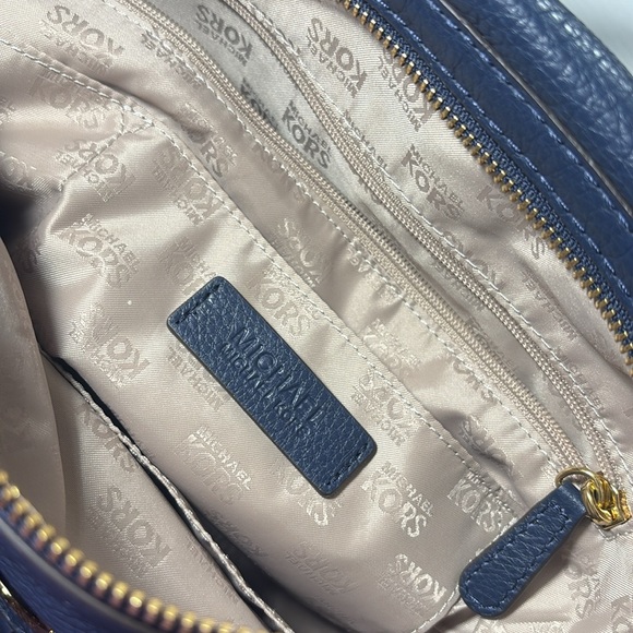 NWT MICHAEL KORS Fulton Navy Blue Pebbled Leather Large Satchel Purse - Picture 3 of 10